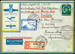 1933, 2. Südamerikafahrt, Auflieferung Friedrichshafen, R-Brief Mit 2 RM Zeppelin Und 6 Pfg Fredericus Von "BERLIN SW 27 - Otros & Sin Clasificación