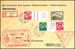 1933, Chicagofahrt, Anschlussflug Ab Berlin, R-Brief Mit 4 RM Chicagofahrt, Zweimal 12 Pfg Fredericus In Zusammendrucken - Autres & Non Classés