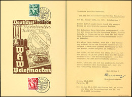 1938, "Deutsche Betriebe", WHW-Gedenkblatt, Frankiert Mit MiNr. 660/61 Und SST "Berlin 30.1.38", Rücks. Text Vom Kreisbe - Altri & Non Classificati