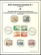 1938, "WHW.-Gedenkblatt Nr. 1 Zu Gunsten Der Oberschlesischen Briefmarkenausstellung", Frankiert Mit MiNr. 651/59 Und Pa - Altri & Non Classificati