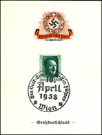 1938, "Österreich Kehrt Heim!...", Kl. Gedenkblatt, Frankiert Mit MiNr. 646 Und SST Wien 10. April 1938, Gute Erhaltung  - Andere & Zonder Classificatie