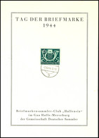 1944, Tag Der Briefmarke, DIN A5 Gedenkblatt Vom Briefmarkensammler - Club "Hallensia" Im Gau Halle - Merseburg..., Fran - Andere & Zonder Classificatie