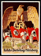 1936, Reichsparteitag Nürnberg Mit Ansicht Hoheitsadler U. Div. Fahnen, Color, Echt Gelaufene Color-Karte Mit Entspr. Ta - Sonstige & Ohne Zuordnung