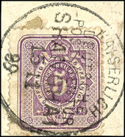 5 Pfennige Auf Briefstück, Zentrisch Gestempelt "KDPA SHANGHAI 15/11 89", Tadellose Erhaltung, Kabinett, Gepr. Jäschke-L - Deutsche Post In China