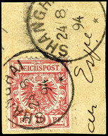 10 Pfennig Adlerausgabe Auf Prachtbriefstück, Michel 250,-, Katalog: V47c BS - Deutsche Post In China
