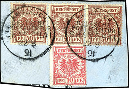 10 Pfennig Adlerausgabe Und 3 Werte 50 Pfennig Mit Mehreren CP (Collegium Philatelicum) - Plattenfehlern Auf Prachtbrief - Deutsche Post In China