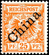 25 Pfg. Dunkelorange Mit Diagonalem Aufdruck, Postfrisch, Tadellos, Fotobefund Jäschke-L. BPP, Mi. 380.-, Katalog: 5Ib * - Deutsche Post In China