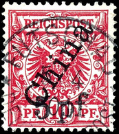 5 Pf. Auf 10 Pfg Krone/Adler Mit Steilaufdruck "China", Sog. Futschau-Provisorium, Sehr Schönes Stück, Stempel "FUTSCHAU - Cina (uffici)