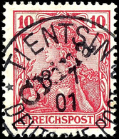 10 Pfennig Mit Handstempelaufdruck "CHINA", Tadellos, Stempel "TIENTSIN 3.1.01", Geprüft Gentzsch, Köhler, Michel 1100,- - China (offices)