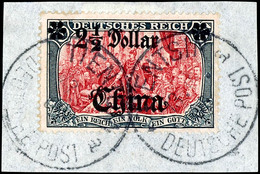 2 1/2 Dollar Auf 5 Mark Deutsches Reich, Luxusbriefstück Mit Stempel "TIENTSIN", Doppelt Geprüft Fischer PFH, Katalog: 3 - China (offices)