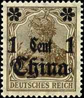 1 C Auf 3 Pfg Germania Kriegsdruck, Aufdruck Rußig, Tadellos Postfrisch, Tiefst Gepr. Jäschke-L. BPP, Mi. 140.-, Katalog - Deutsche Post In China