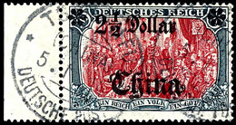 5 Mark Gestempeltes Randstück, Kabinett, Michel 190,-, Katalog: 47IALIa O - Chine (bureaux)