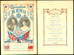1911, Hankau, Mehrfarbig Gedruckte Englische Speisekarte Zur Krönung Von König Georg V. Und Queen Mary Am 22. Juni 1911, - Chine (bureaux)