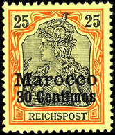 30 C. Auf 25 Pfg Germania Reichspost Mit Plattenfehler II " 'R' Von 'REICHSPOST' In Der Kreuzung Beschädigt", Tadellos U - Morocco (offices)