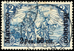 2 P.- 50 C. Auf 2 M. Reichspost Mit Fettem Aufdruc, Zentrisch Gestempelt "TANGER 3 3 05", Gut Gezähnt, Minimale Patina O - Deutsche Post In Marokko