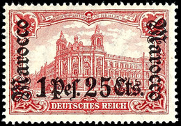 1 P. 25 C. Auf 1 M. Deutsches Reich, Tadellos Postfrisch, Kabinett, Gepr. Bühler, Mi. 220.-, Katalog: 43 ** - Deutsche Post In Marokko