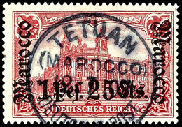 1 P. 25 C. Auf 1 M. Deutsches Reich, Zentrisch Gestempelt "TETUAN 12 7", Tadelloses Kabinettstück, Gepr. Pauligk BPP, Mi - Deutsche Post In Marokko