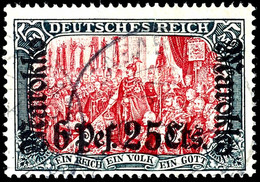 5 Mark Deutsches Reich Mit Wasserzeichen, Aufdruck "Marokko 6 Pes. 25 Cts.", Tadellos Gestempelt, Geprüft Bothe BPP, Mic - Deutsche Post In Marokko