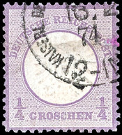 1/4 Groschen Deutsches Reich "Adler Mit Großem Brustschild", Tadellos Gestempelt, Geprüft Steuer BPP, Michel 700,-, Kata - Turkey (offices)