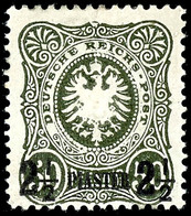 2 1/2 Piaster Auf 50 Pfg Dunkeloliv, Nachdruck, Plattenfehler V "aufgebrochene Spitze Mitte Oben" (Feld 91), Tadellos Un - Turchia (uffici)