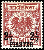 50 Pfennig Krone/Adler Mit Aufdruck 2 1/2 Piaster, Ungebraucht, Geprüft Willmann, Michel 440,-, Katalog: 10a * - Turchia (uffici)