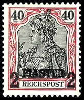 Nicht Ausgegeben: 2 Pia. Auf 40 Pfg Germania Reichspost, Tadellos Ungebraucht, Gepr. Pauligk, Mi. 400.-, Katalog: III * - Turquie (bureaux)