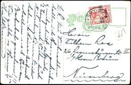 20 Para Auf 10 Pfennig Germania, Marke Mit Lochung P.M. ( Firma Paul Milberg ) Auf Ansichtskarte Smyrna, Stempel "SMYRNA - Turkey (offices)