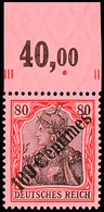 100 C. Auf 80 Pfg. Germania, Postfrisches Kabinettstück Mit Oberrand, Unsigniert, Mi. 190.-+, Katalog: 52OR ** - Turquie (bureaux)