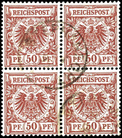 50 Pfennig Krone/Adler Im 4-er Block, Tadellos, Gestempelt "STEPHANSORT", Geprüft Steuer BPP, Michel 400,-, Katalog: V50 - Deutsch-Neuguinea