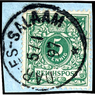 5 Pfg. Grün, Gestempelt "DAR-ES SALAM 5/1 97" Auf Briefstück., Katalog: M46c BS - Deutsch-Ostafrika