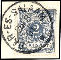 2 Pfg. Gestempelt "DAR-ES SALAM 26/8 01" Auf Briefstück., Katalog: M52 BS - German East Africa