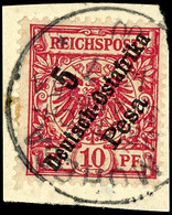 5 Pesa Auf 10 Pfennig Krone/ Adler, Gestempelt  "MUHESA", Tadellos, Befund Steuer BPP, Michel 120,-, Katalog: 8b BS - Duits-Oost-Afrika