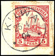 5 Pesa Kaiseryacht, Plattenfehler I, Michel 550,-  Briefstück, Leichte Einschränkungen !, Katalog: 13I BS - German East Africa