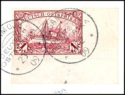 1 Rp. Schiffszeichnung, Rechte Untere Bogenecke Auf Briefstück, Klare K1 "BAGAMOJO 23/2 09", Katalog: 19 BS - Duits-Oost-Afrika