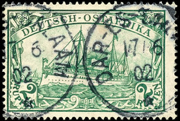 2 R. Kaiseryacht Ohne Wz., Zentrisch Gestempelt "DAR-ES-SALAAM 17/6 02", Tadellose Erhaltung, Kabinett, Gepr. Schmidt, M - Deutsch-Ostafrika