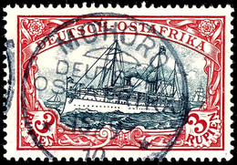 3 Rupien Kaiseryacht, Tadellos,  Zentral Gestempelt "MOHORO", Geprüft Dr. Steuer VÖB, Michel 230,-, Katalog: 21b O - Deutsch-Ostafrika