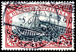 3 Rupien Kaiseryacht, Tadellos, Gestempelt "DARESSALAAM", Geprüft Bothe BPP, Michel 230,-, Katalog: 21b O - Duits-Oost-Afrika