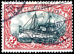 3 Rupien Kaiseryacht Mit Wasserzeichen, Tadellos Gestempelt, Geprüft Steuer BPP, Michel 500,-, Katalog: 39I A A O - Africa Orientale Tedesca