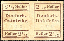 Wuga-Ausgabe, Waagerechtes Typenpaar 2 1/2 Heller, Type II Und Type I, Ohne Gummi, Wie Verausgabt, Tadellos, Michel 350, - Deutsch-Ostafrika