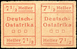 7 1/2 H. WUGA, Waagerechtes Typenpaar, Type II + I, Ungebraucht Ohne Gummi, Mi. 250.-, Katalog: IVW2 (*) - German East Africa