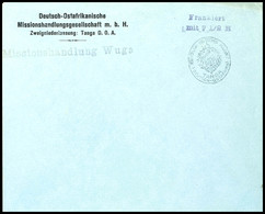 Tanga-Notausgabe, Mit 7 1/2 H. Vorausfrankierter Umschlag Der "Deutsch-Ostafrikanischen Missionshandlung M.b.H.", Violet - Deutsch-Ostafrika