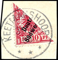 10 Pfg Krone/Adler Karmin, Diagonal Halbiert Auf Briefstück (Ansichtskarte) Gestempelt KEETMANSHOOP * * *  (31 / 7 00) - - Sud-Ouest Africain Allemand