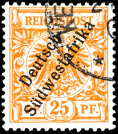 25 Pfennig Krone/Adler Mit Aufdruck "DEUTSCH-SÜDWESTAFRIKA" Tadellos, Teilstempel Von "KEETMANSHOP", Geprüft Stolow Und  - German South West Africa