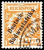 25 Pfg Krone/Adler Mit Aufdruck "Deutsch-Südwestafrika", Plattenfehler II, Gestempelt "KEETMANSHOP", Geprüft, Mi. 900.-, - Deutsch-Südwestafrika