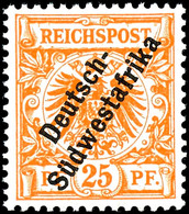 25 Pfennig 2. Ausgabe, Tadellos Ungebraucht (fast Postfrisch, Kleine Matte Stelle Am Unterrand ), Michel 480,-, Katalog: - Deutsch-Südwestafrika