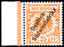 25 Pfg Krone/Adler Dunkelorange Mit Aufdruck "Deutsch-Südwestafrika", Tadellos Ungebraucht, Fotoattest Jäschke-Lantelme  - Africa Tedesca Del Sud-Ovest