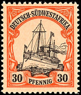 30 Pfennig Kaiseryacht Ohne Wasserzeichen, Postfrisches Luxusstück Auf  Sieger-Abokärtchen, Michel 300,-, Katalog: 16 ** - Duits-Zuidwest-Afrika