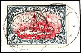 5 Mark Kaiseryacht Auf Schönem Tadellosen Briefstück, Gestempelt "LÜDERITZBUCHT", Befund Steuer BPP, Michel 200,-, Katal - Deutsch-Südwestafrika