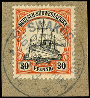 30 Pfennig Kaiseryacht, Luxusbriefstück Mit Stempel "SWAKOPMUND A", Geprüft Steuer BPP, Michel 65,-, Katalog: 28x BS - Duits-Zuidwest-Afrika