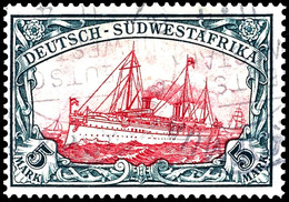 5 Mark Kaiseryacht Mit Wasserzeichen, Tadellos Gestempelt, Geprüft Czimmek BPP, Michel 450,-, Katalog: 32Ab O - Duits-Zuidwest-Afrika